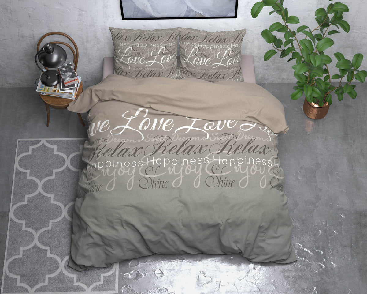 Bettbezug FL Love and Relax Taupe 200 x 220 cm - Palo24