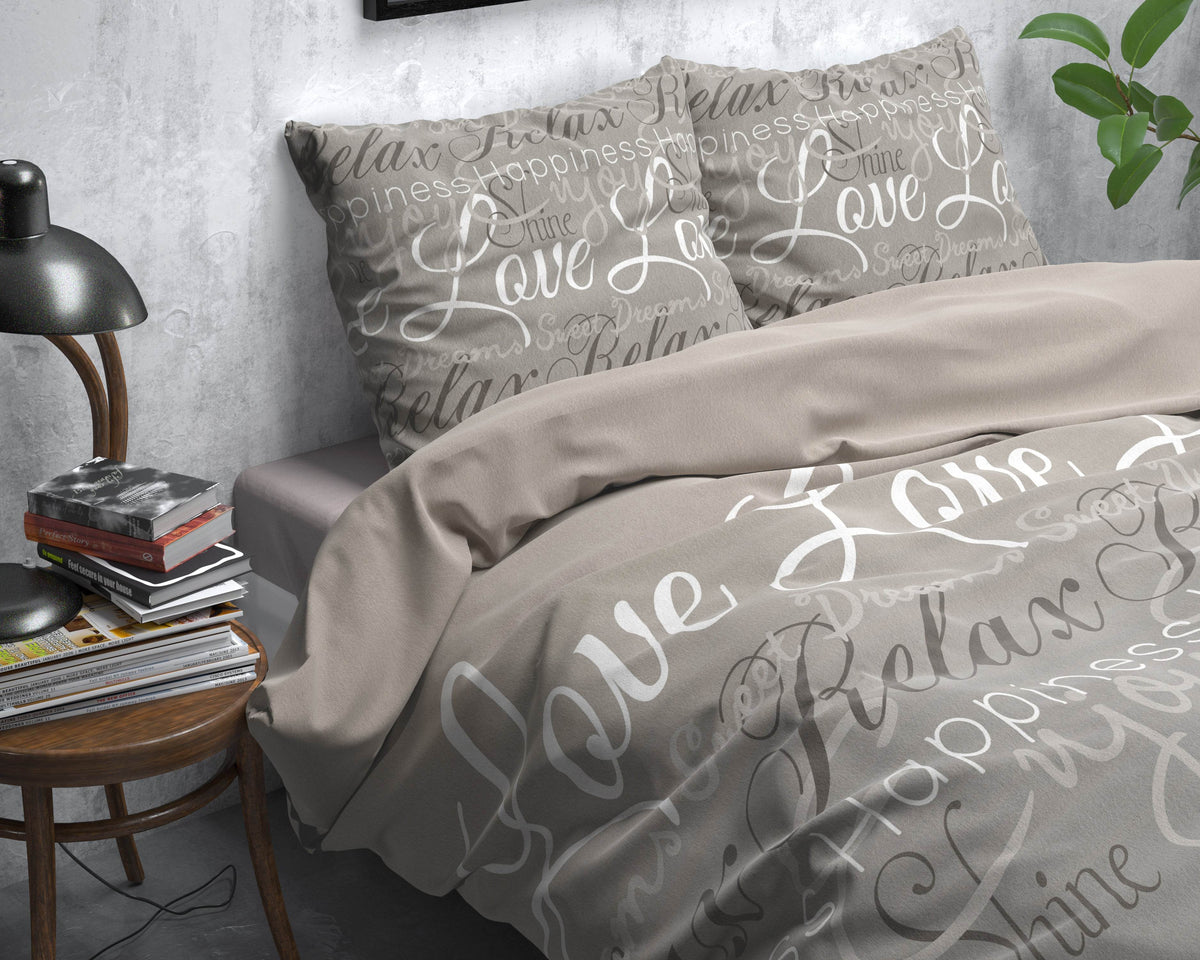 Bettbezug FL Love and Relax Taupe 200 x 220 cm - Palo24