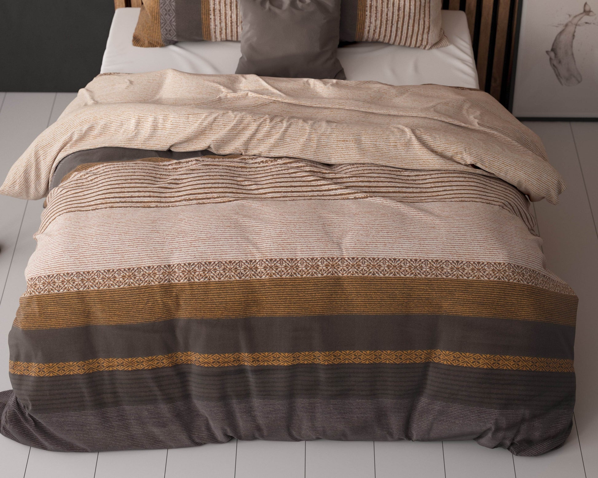 Bettbezug Marina Taupe 200x220 cm - Palo24