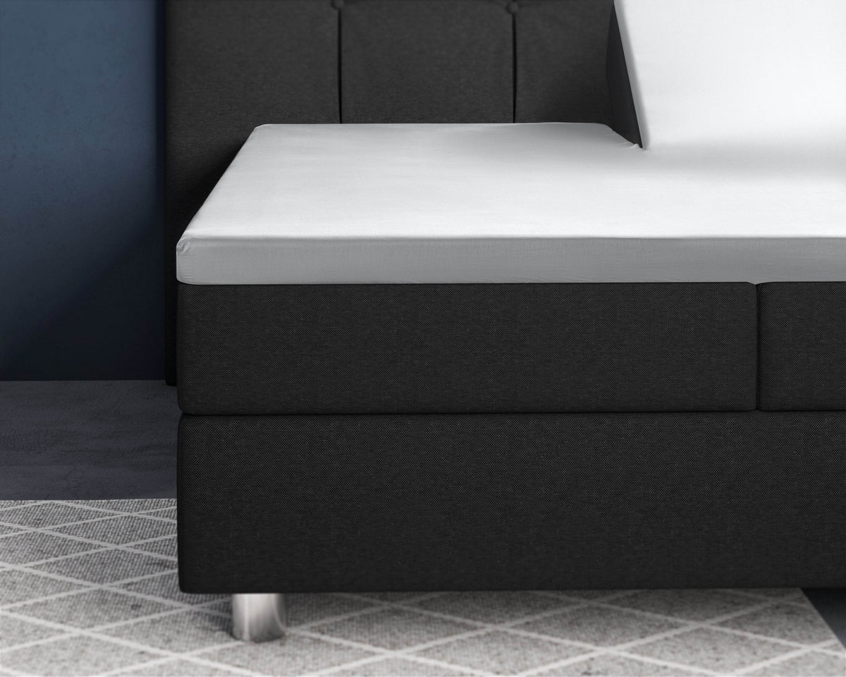 Split-Topper Satin Spannbettlaken Weiss 180 x 220 cm - Palo24