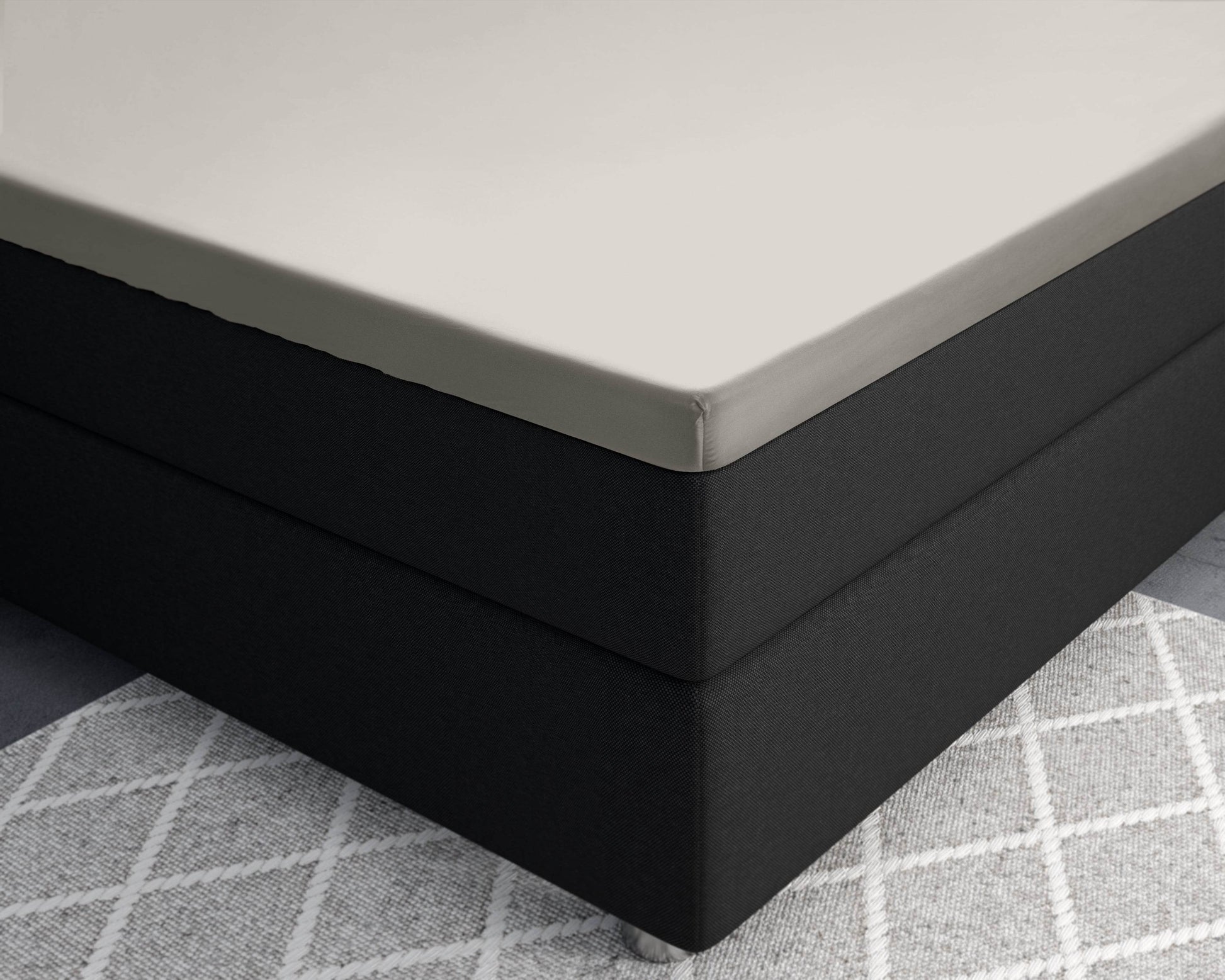 Split-Topper Satin Spannbettlaken Creme 160 x 200 cm - Palo24