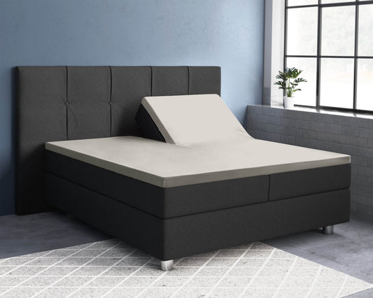Split-Topper Satin Spannbettlaken Creme 180 x 200 cm - Palo24