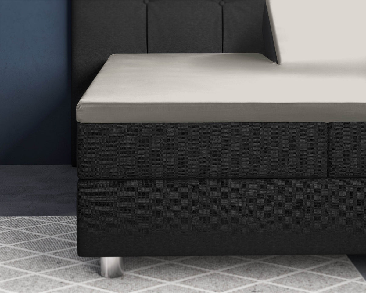 Split-Topper Satin Spannbettlaken Creme 180 x 220 cm - Palo24