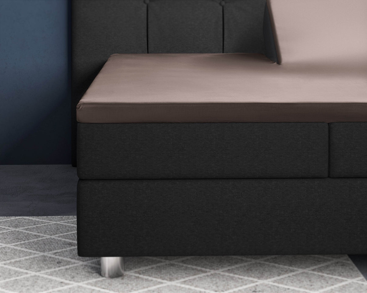 Split-Topper Satin Spannbettlaken Taupe 160 x 200 cm - Palo24