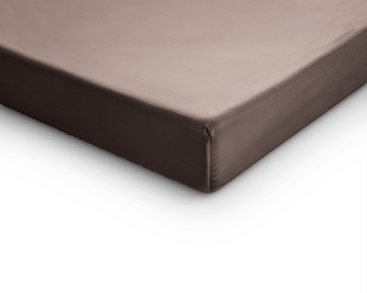 Split-Topper Satin Spannbettlaken Taupe 160 x 200 cm - Palo24