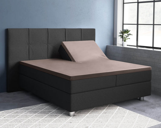 Split-Topper Satin Spannbettlaken Taupe 180 x 200 cm - Palo24