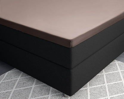 Split-Topper Satin Spannbettlaken Taupe 180 x 220 cm - Palo24