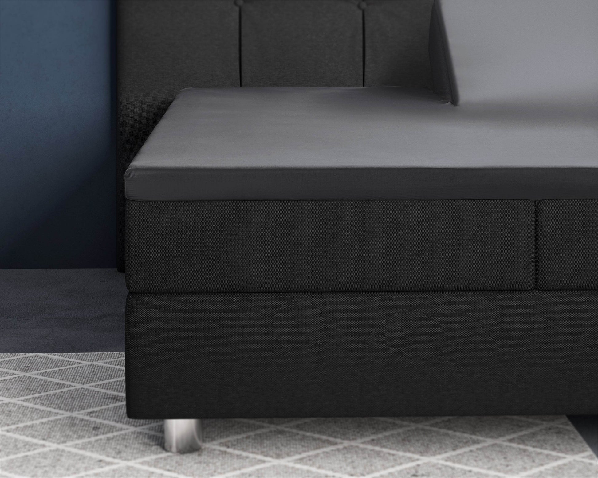 Split-Topper Satin Spannbettlaken Anthrazit 180 x 200 cm - Palo24