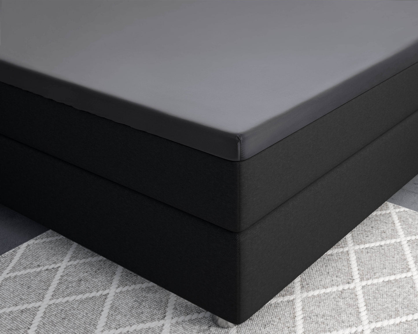 Split-Topper Satin Spannbettlaken Anthrazit 180 x 220 cm - Palo24