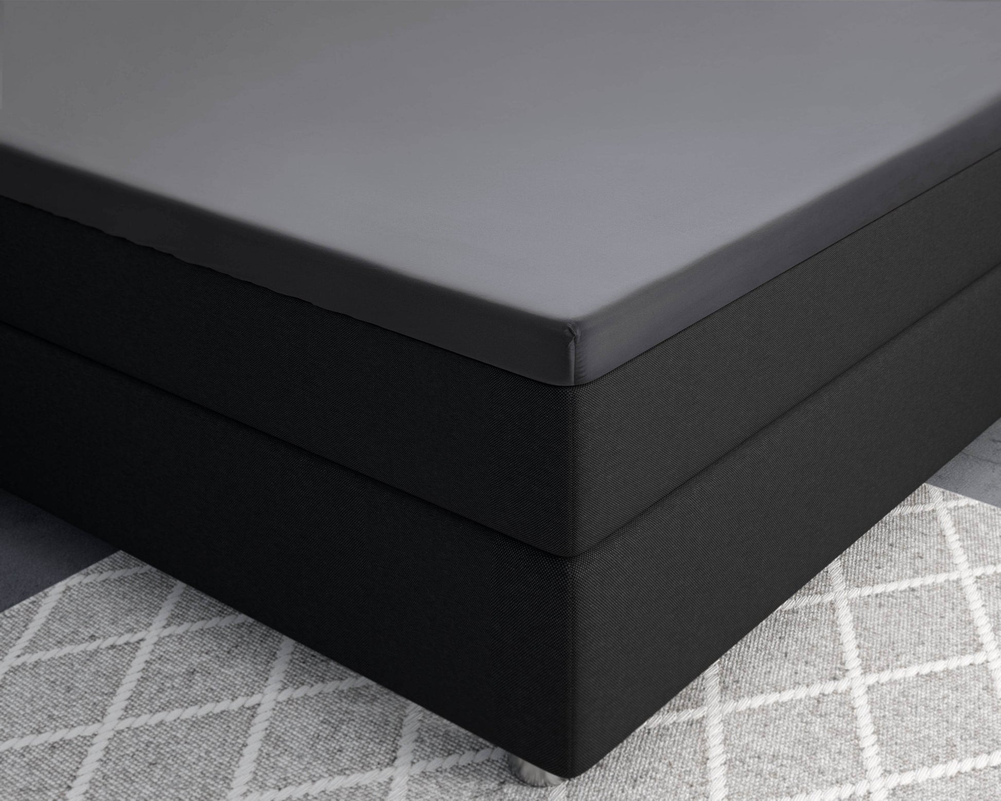 Split-Topper Satin Spannbettlaken Anthrazit 180 x 220 cm - Palo24