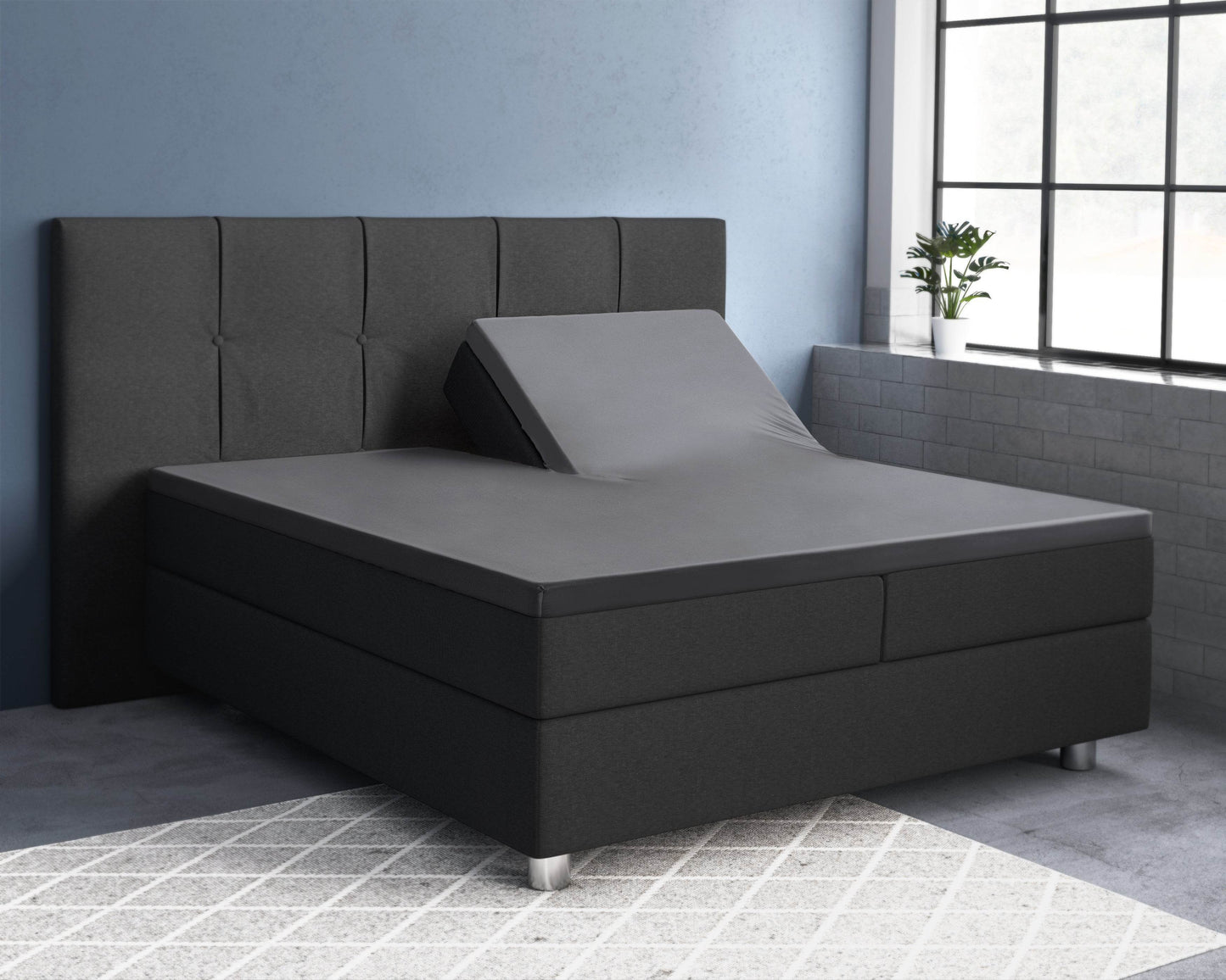 Split-Topper Satin Spannbettlaken Anthrazit 180 x 220 cm - Palo24