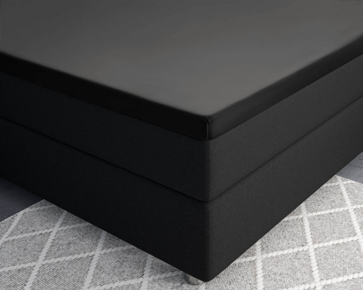 Split-Topper Satin Spannbettlaken Schwarz 180 x 200 cm - Palo24