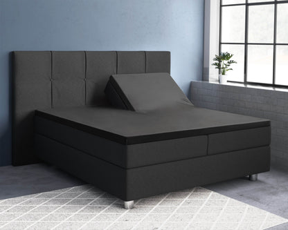 Split-Topper Satin Spannbettlaken Schwarz 180 x 200 cm - Palo24