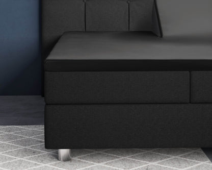 Split-Topper Satin Spannbettlaken Schwarz 180 x 220 cm - Palo24