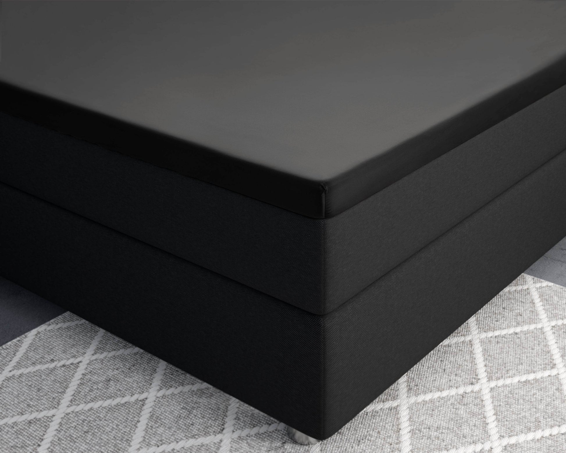 Split-Topper Satin Spannbettlaken Schwarz 180 x 220 cm - Palo24