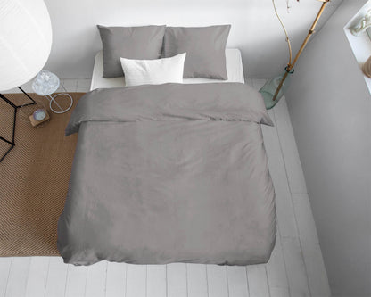 Bettbezug Uni Satijn Grau 140 x 200/220 cm - Palo24