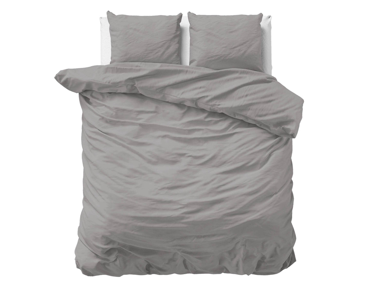 Bettbezug Uni Satijn Grau 140 x 200/220 cm - Palo24
