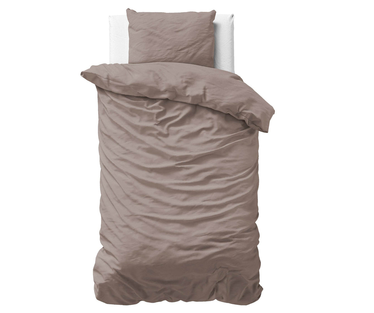 Bettbezug Uni Satijn Taupe 135 x 200/220 cm - Palo24