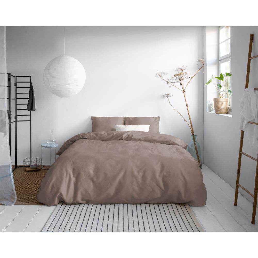 Bettbezug Uni Satijn Taupe 200 x 200/220 cm - Palo24