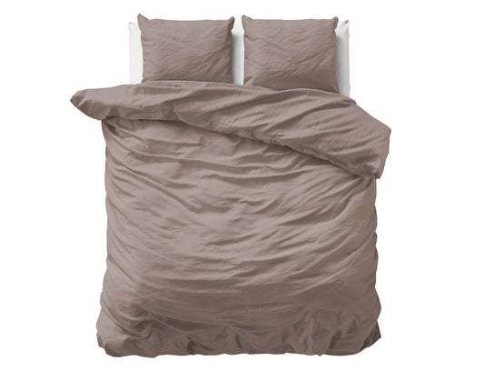 Bettbezug Uni Satijn Taupe 200 x 200/220 cm - Palo24