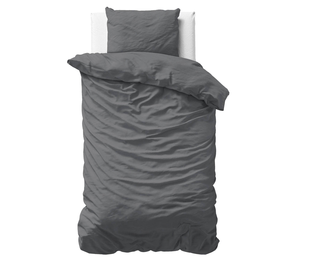 Bettbezug Uni Satijn Anthrazit 140 x 200/220 cm - Palo24