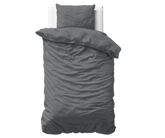 Bettbezug Uni Satijn Anthrazit 140 x 200/220 cm - Palo24