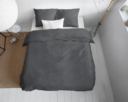 Bettbezug Uni Satijn Anthrazit 140 x 200/220 cm - Palo24