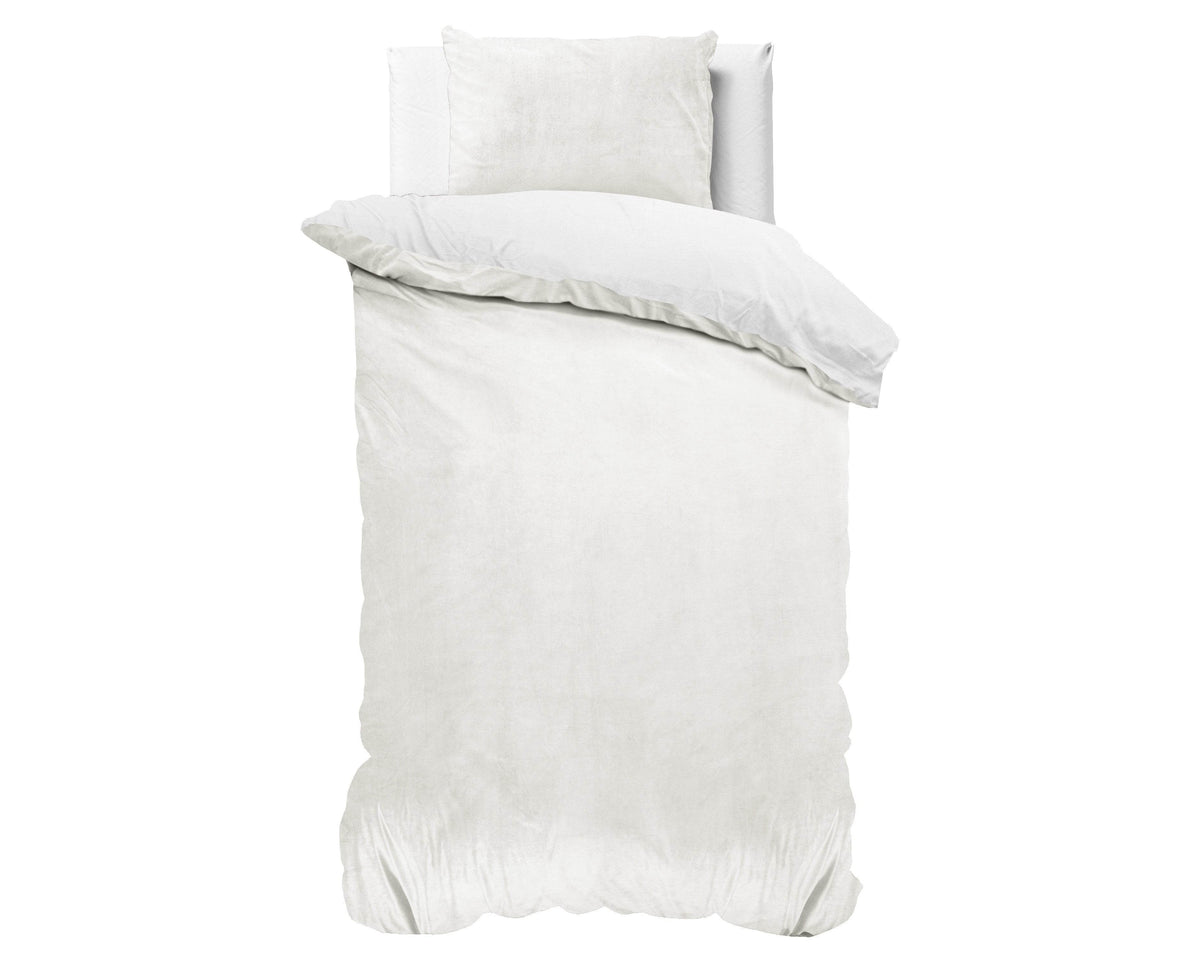 Bettbezug Samt Uni Weiss 140 x 220 cm - Palo24