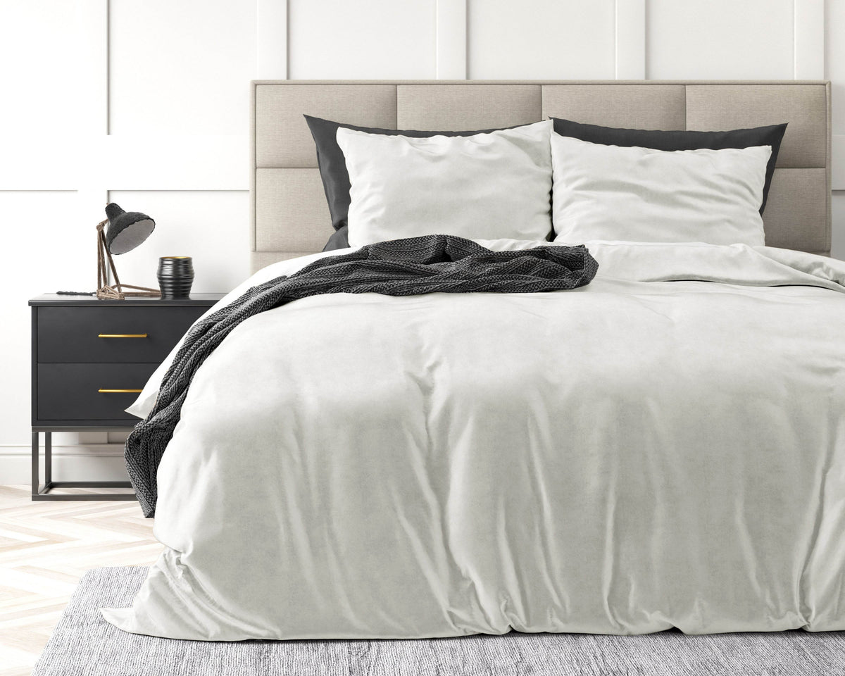 Bettbezug Samt Uni Weiss 140 x 220 cm - Palo24