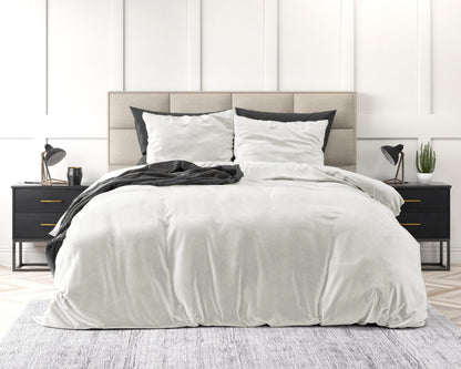 Bettbezug Samt Uni Weiss 140 x 220 cm - Palo24