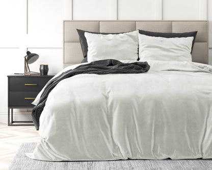 Bettbezug Samt Uni Weiss 240 x 220 cm - Palo24