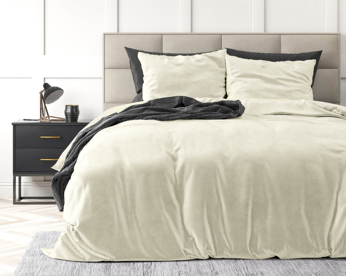 Bettbezug Samt Uni Creme 140 x 220 cm - Palo24