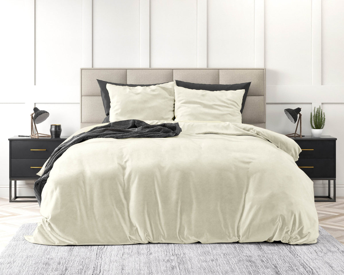 Bettbezug Samt Uni Creme 140 x 220 cm - Palo24