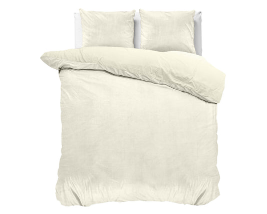 Bettbezug Samt Uni Creme 200 x 220 cm - Palo24