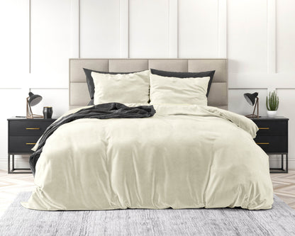 Bettbezug Samt Uni Creme 200 x 220 cm - Palo24