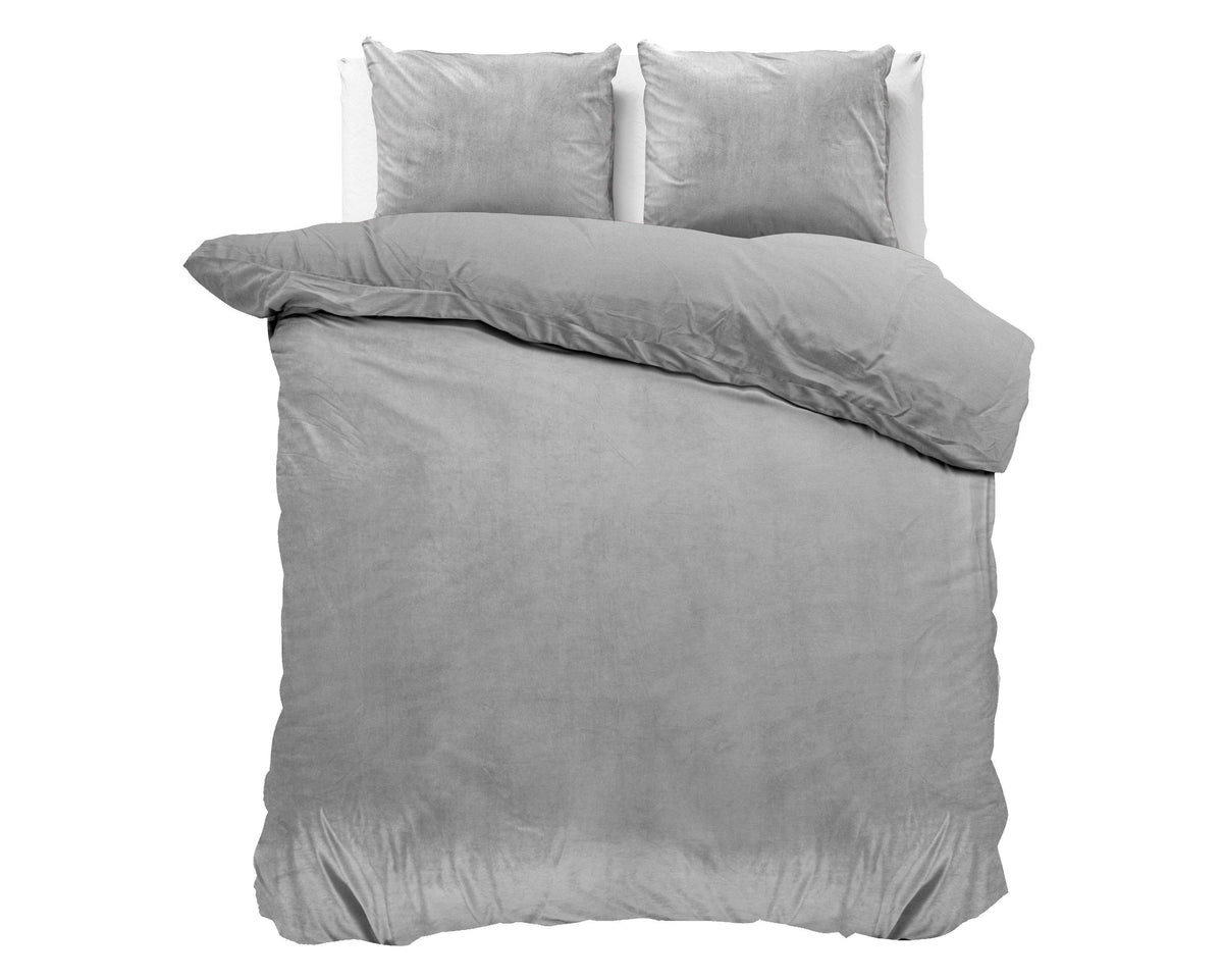 Bettbezug Samt Uni Grau 200 x 220 cm - Palo24