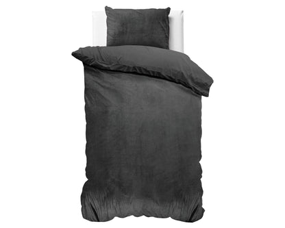 Bettbezug Samt Uni Anthrazit 140 x 220 cm - Palo24
