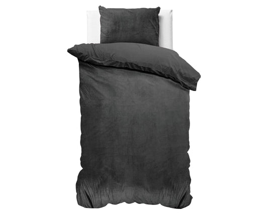 Bettbezug Samt Uni Anthrazit 140 x 220 cm - Palo24