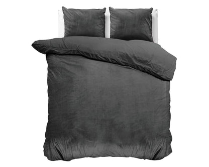 Bettbezug Samt Uni Anthrazit 200 x 220 cm - Palo24