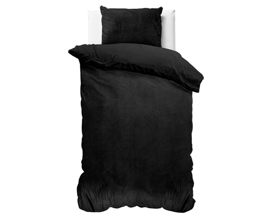 Bettbezug Samt Uni Schwarz 140 x 220 cm - Palo24