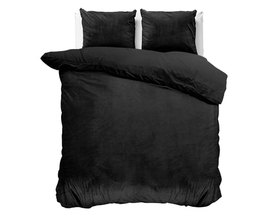 Bettbezug Samt Uni Schwarz 200 x 220 cm - Palo24