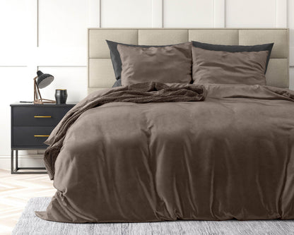 Bettbezug Samt Uni Taupe 140 x 220 cm - Palo24