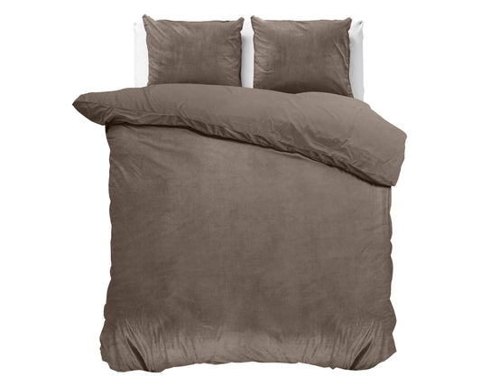 Bettbezug Samt Uni Taupe 240 x 220 cm - Palo24