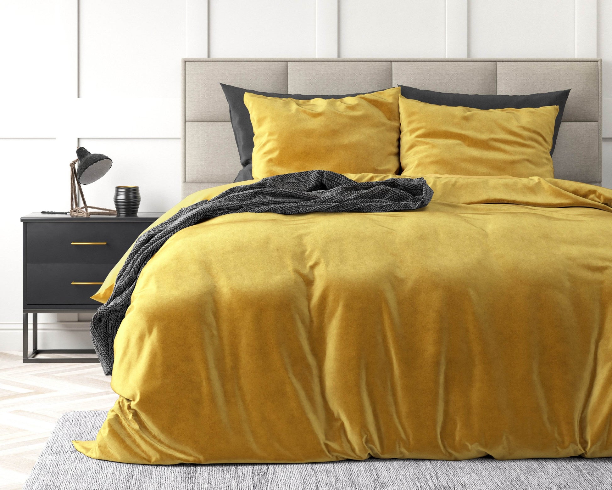Bettbezug Samt Uni Gold 140 x 220 cm - Palo24