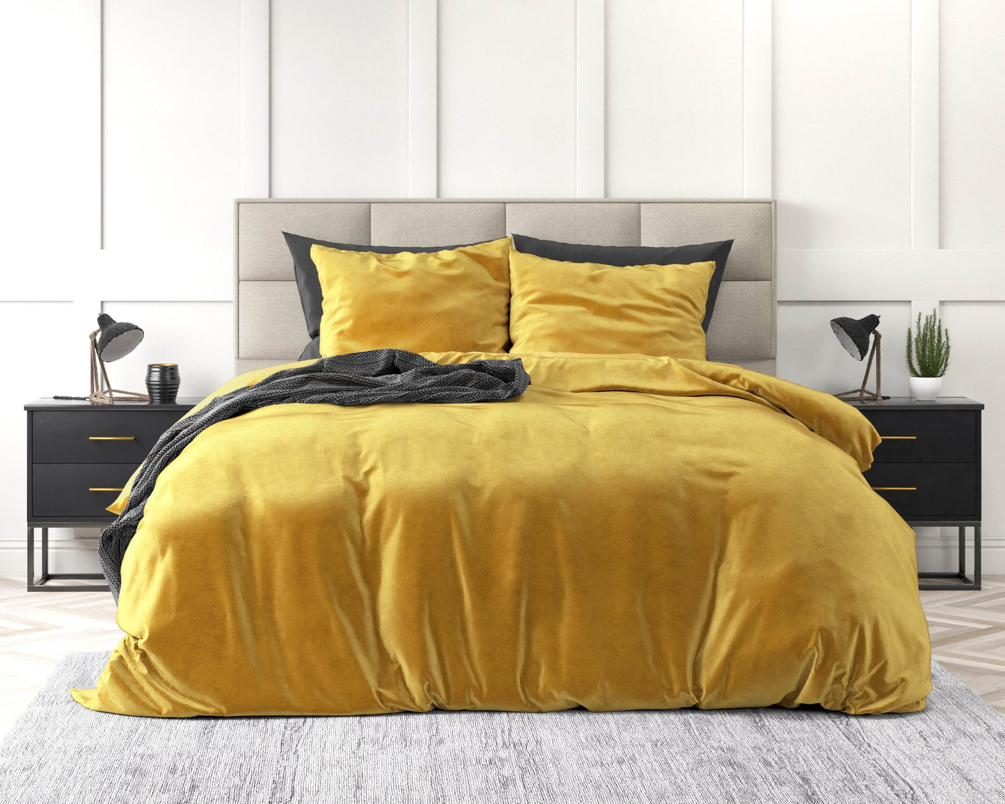 Bettbezug Samt Uni Gold 200 x 220 cm - Palo24