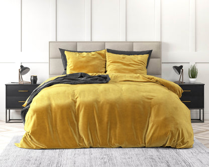 Bettbezug Samt Uni Gold 240 x 220 cm - Palo24
