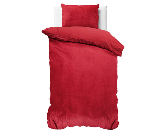 Bettbezug Samt Uni Rot 140 x 220 cm - Palo24