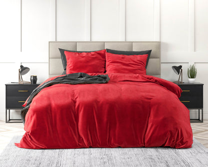 Bettbezug Samt Uni Rot 140 x 220 cm - Palo24