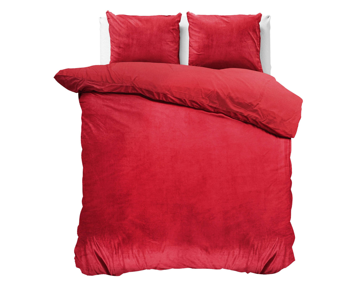 Bettbezug Samt Uni Rot 240 x 220 cm - Palo24