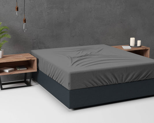 Flanel Basic Spannbettlaken Anthrazit 140 x 200 cm - Palo24